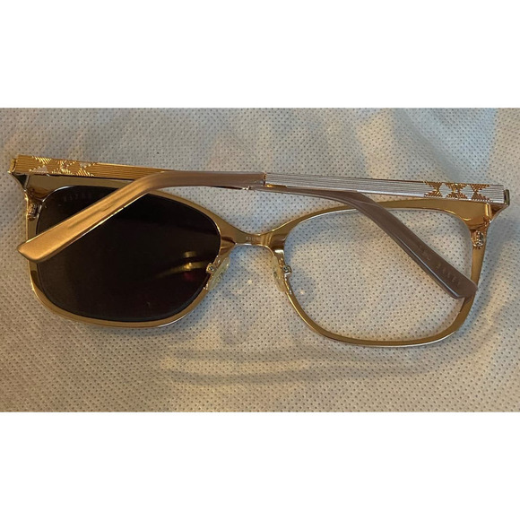 TED BAKER 53mm Rectangle Cat Eye Sunglasses - Gold - Picture 3 of 5